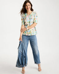 Limoni Dolci Cotton Slub V-Neck Tee Bondi Blue - Chico's