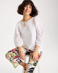 Cotton Eyelet Sleeve Tee Alabaster - Chico's