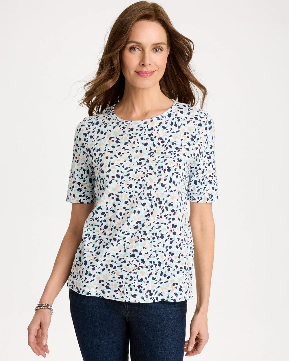 Cotton Slub Printed Tee Bondi Blue - Chico's