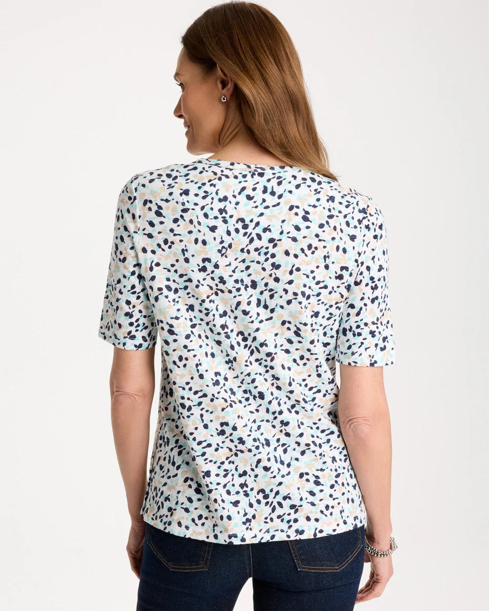 Cotton Slub Printed Tee Bondi Blue - Chico's