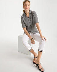 Gingham Textured Camp Tee Black - Chico's