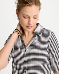 Gingham Textured Camp Tee Black - Chico's
