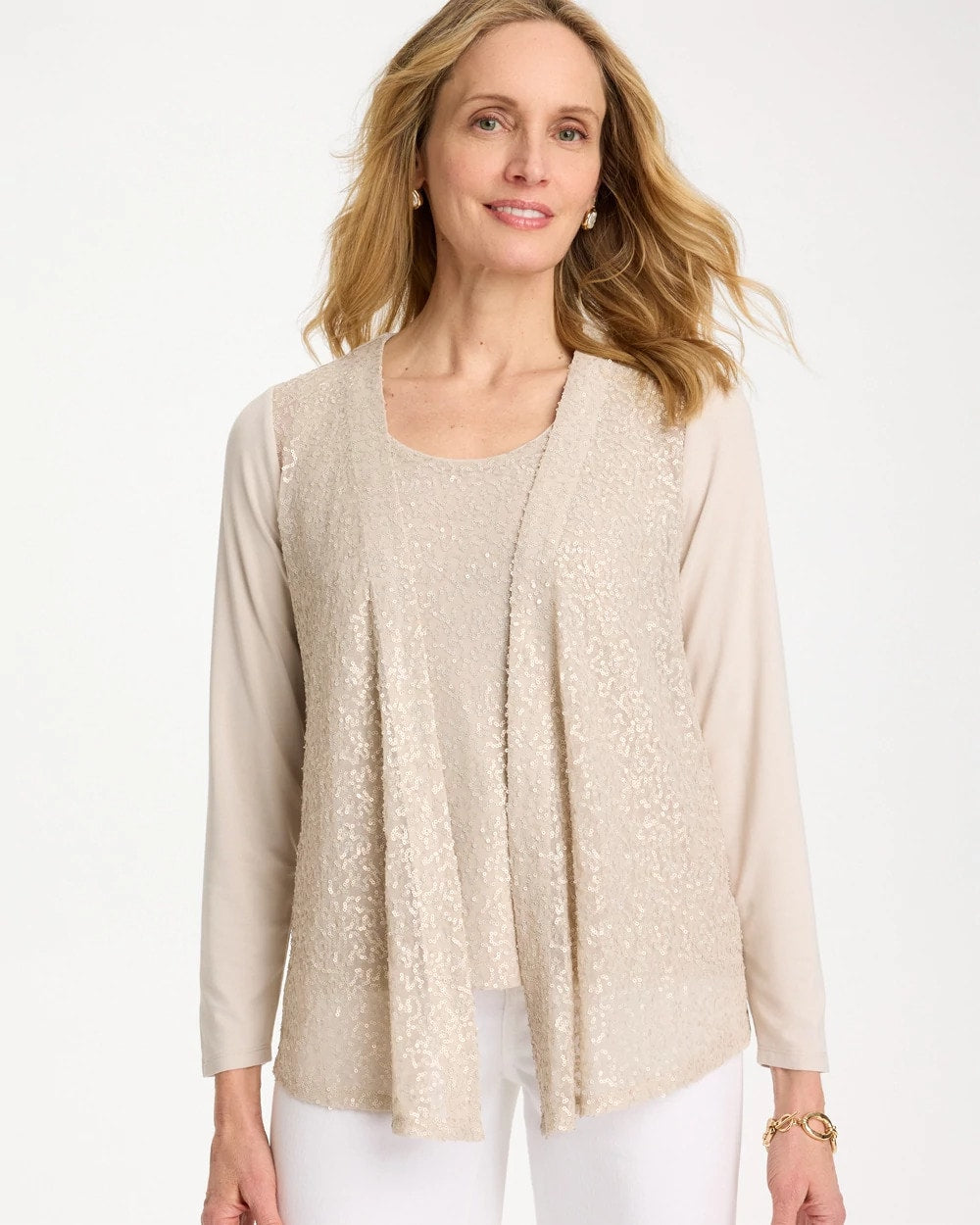 Knit Sequin Cardigan Smokey Taupe - Chico's