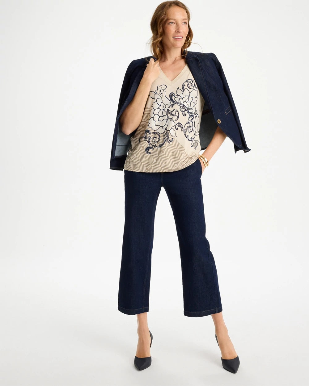 Knit Sequin Elbow Tee Topaz Smoke - Chico's