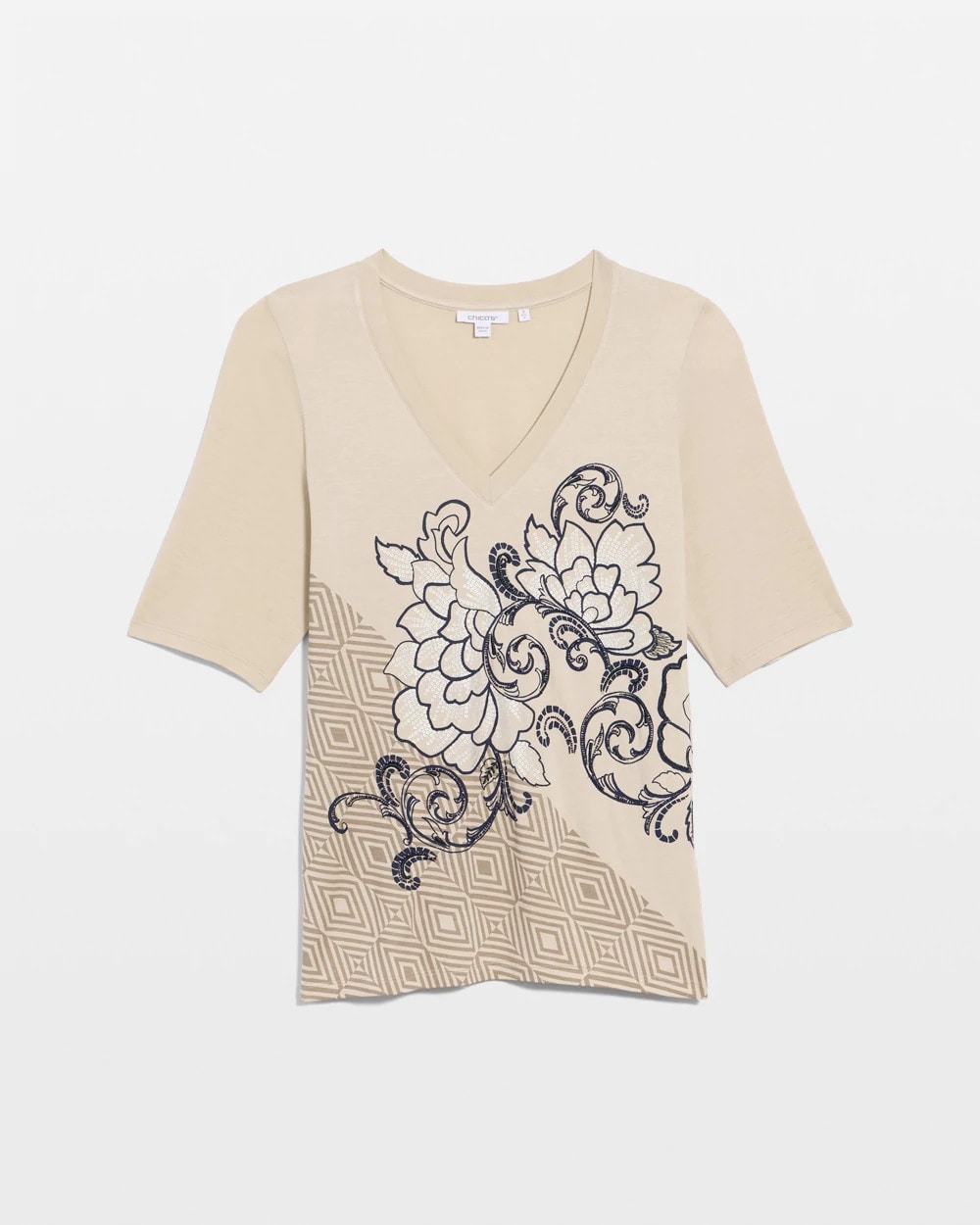 Knit Sequin Elbow Tee Topaz Smoke - Chico's