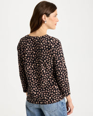 Cotton Stretch 3/4 Sleeve Polka Dot Tee Black - Chico's
