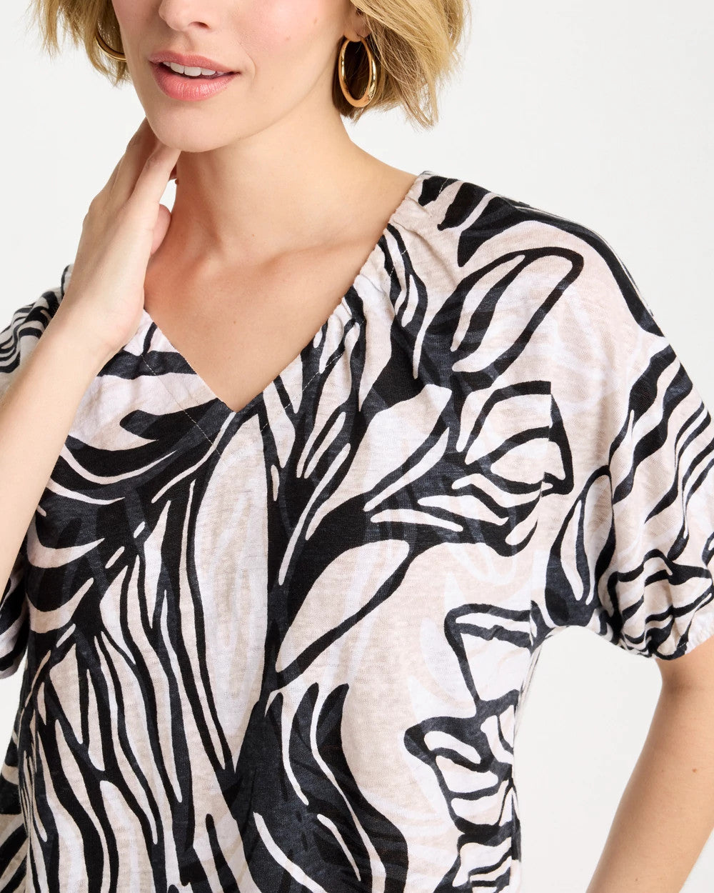 Linen Ruched Palm Tee Smokey Taupe - Chico's