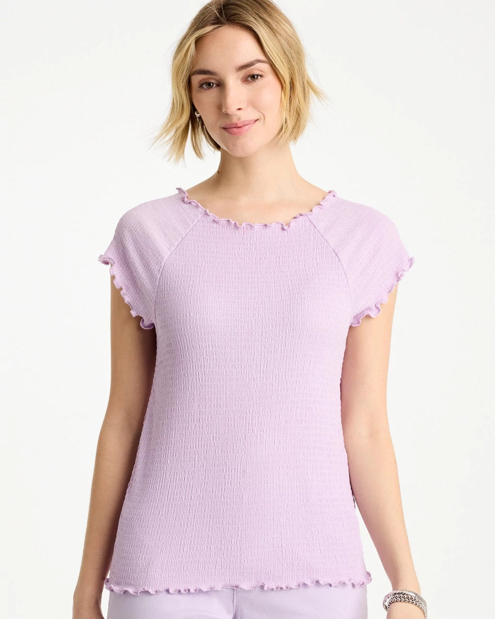 Textured Knit Lettuce Raglan Tee Orchid Mist - Chico's