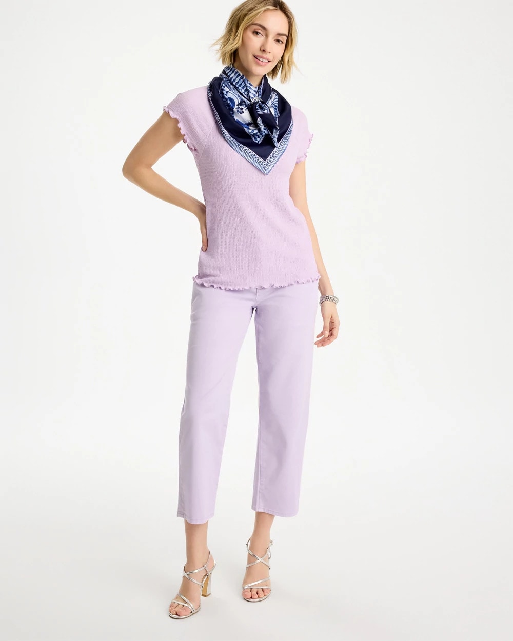 Textured Knit Lettuce Raglan Tee Orchid Mist - Chico's
