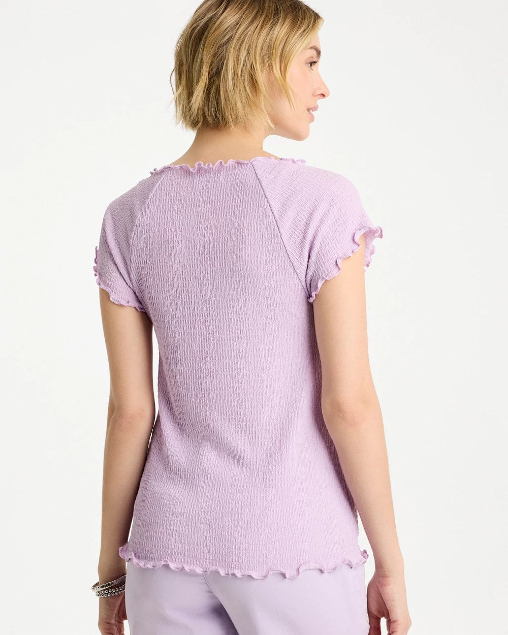 Textured Knit Lettuce Raglan Tee Orchid Mist - Chico's