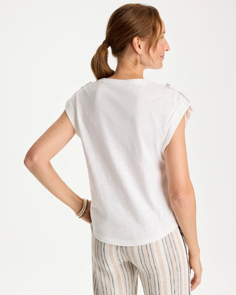 Cotton Slub Epaulette Tee Alabaster - Chico's