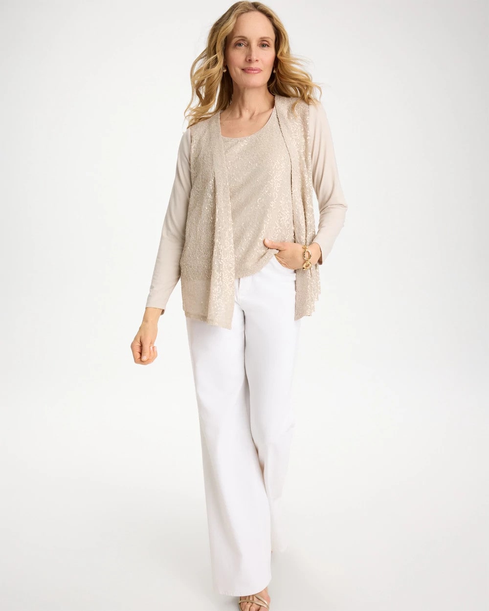 Knit Sequin Tank Smokey Taupe - Chico's