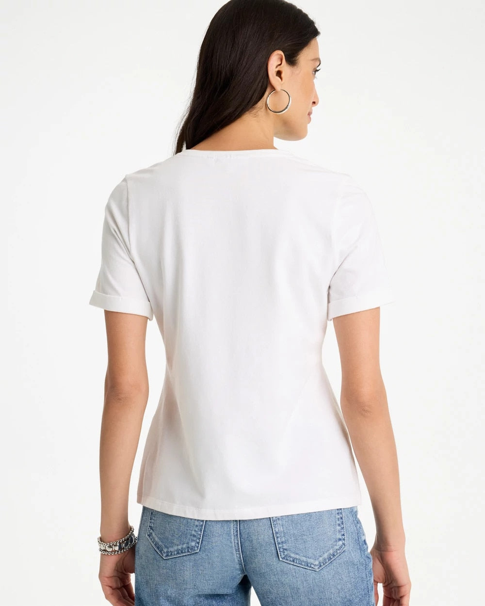Cotton Stretch Palm Sequin Tee Alabaster - Chico's