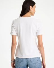 Cotton Stretch Palm Sequin Tee Alabaster - Chico's