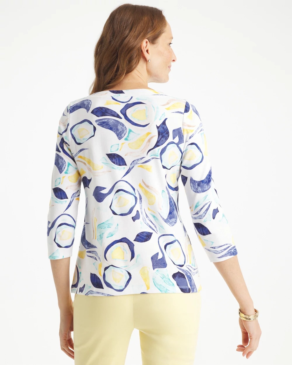 Abstract Pima 3/4 Sleeve Tee Passport Blue - Chico's