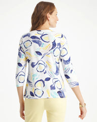 Abstract Pima 3/4 Sleeve Tee Passport Blue - Chico's