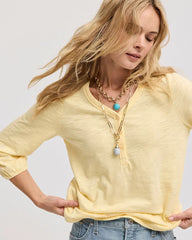 Puff Sleeve Cotton Slub Henley Tee Golden Haze - Chico's