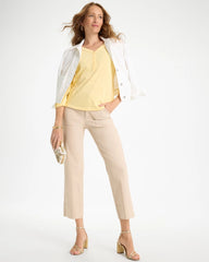 Puff Sleeve Cotton Slub Henley Tee Golden Haze - Chico's