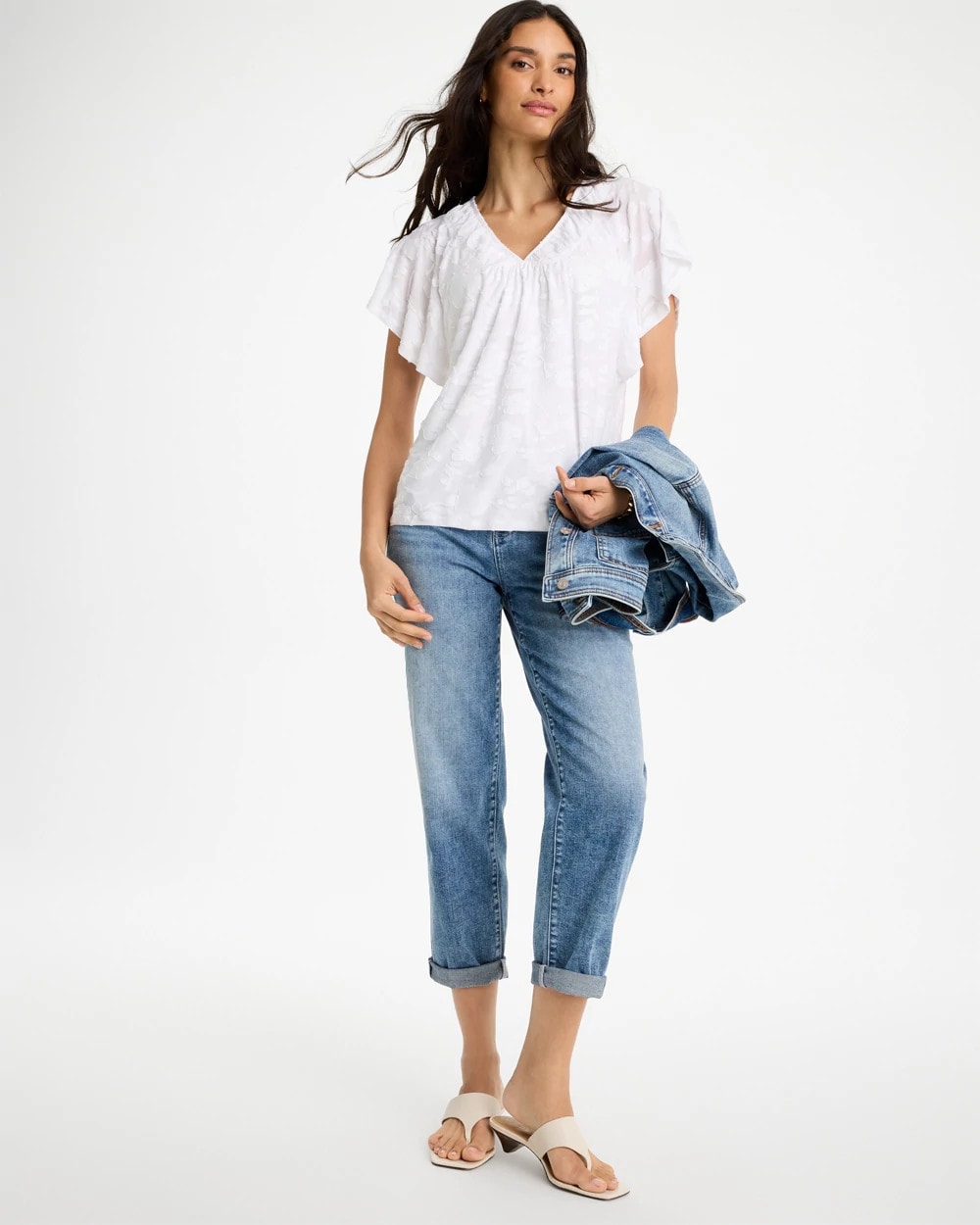 Burnout Floral Tee Alabaster - Chico's
