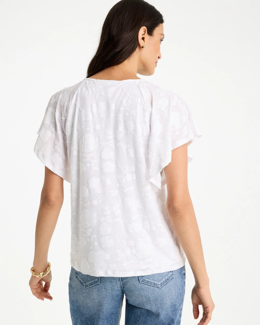 Burnout Floral Tee Alabaster - Chico's
