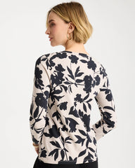 Cotton Stretch 3/4 Sleeve Floral Tee Black - Chico's