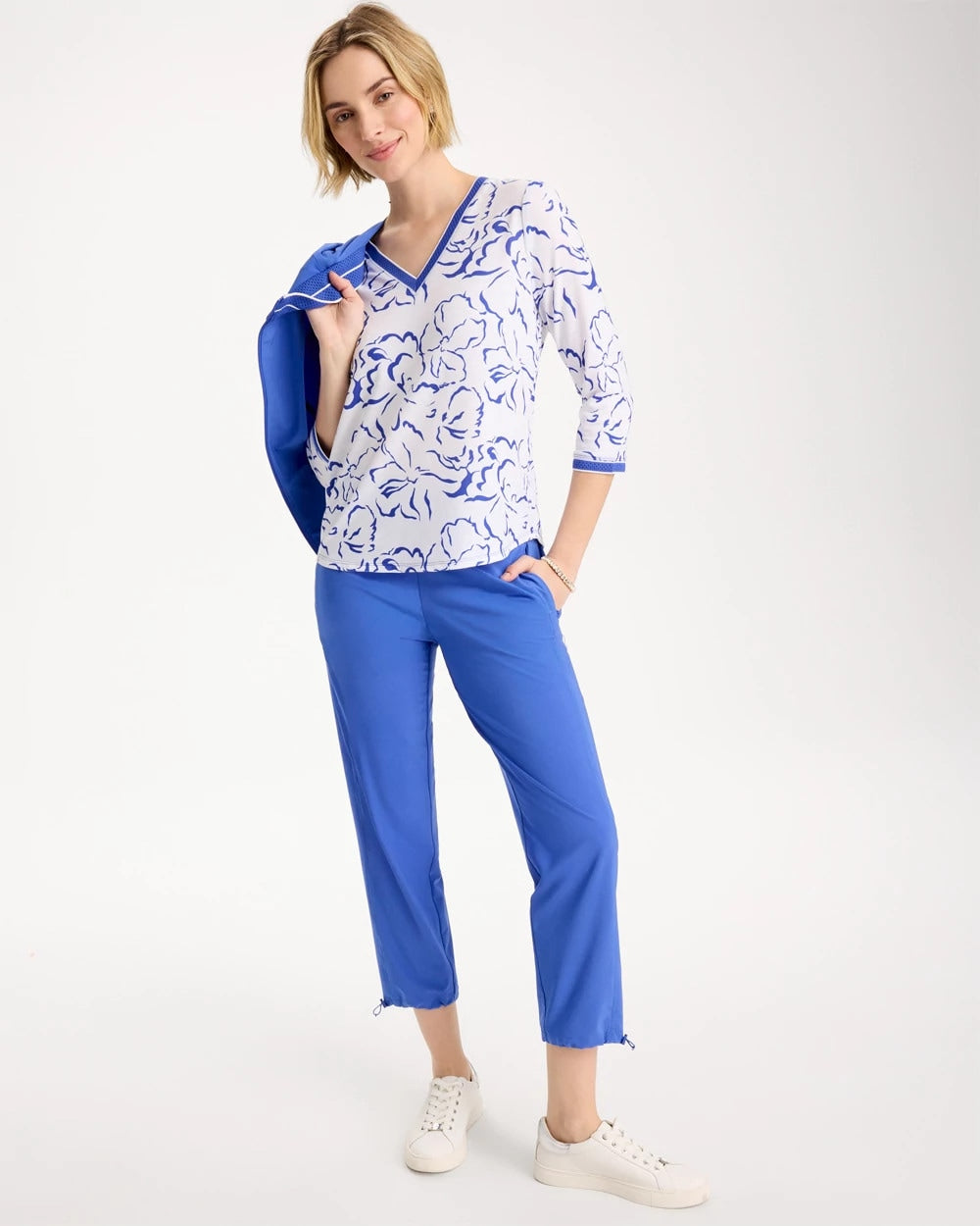 Zenergy® Slub Knit Mesh Trim Tee Amparo Blue - Chico's