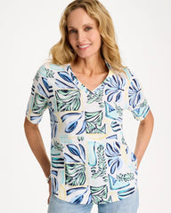 Palm Cotton Slub V-Neck Tee Green Clover - Chico's
