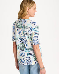 Palm Cotton Slub V-Neck Tee Green Clover - Chico's