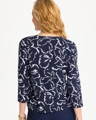 Maya Cotton Stretch 3/4 Sleeve Tee Passport Blue - Chico's