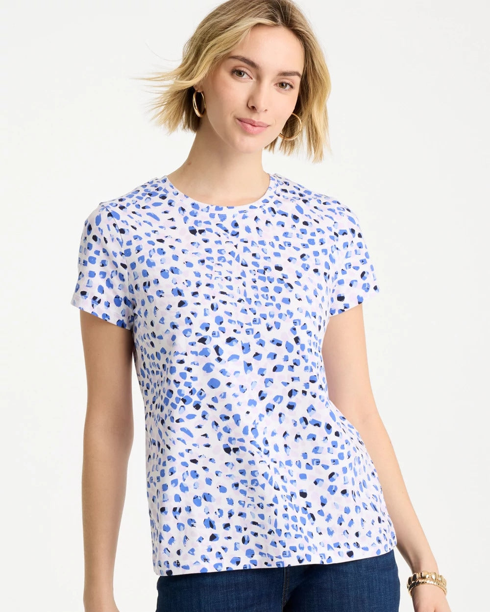 Murano Cotton Stretch Cap Sleeve Tee Amparo Blue - Chico's