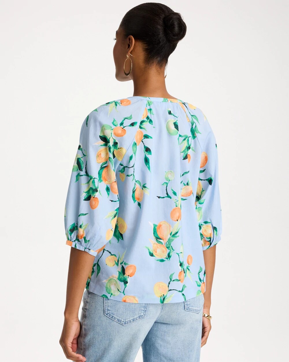 Cotton Voile Printed Blouse Bondi Blue - Chico's