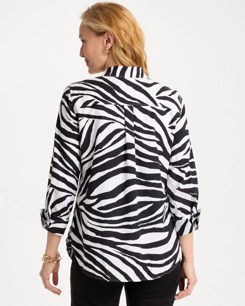 No Iron™ Stretch Animal Print Shirt Black - Chico's