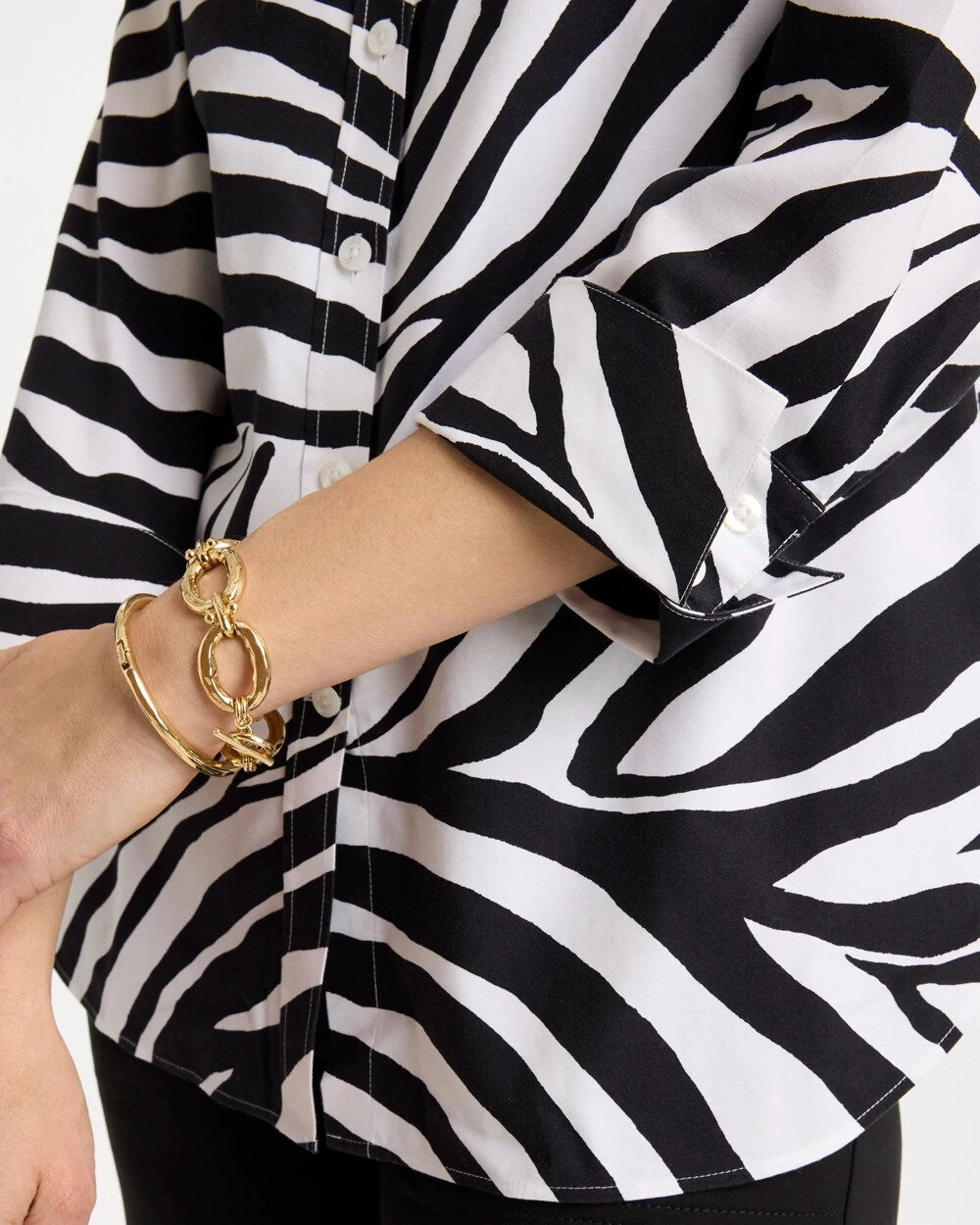 No Iron™ Stretch Animal Print Shirt Black - Chico's