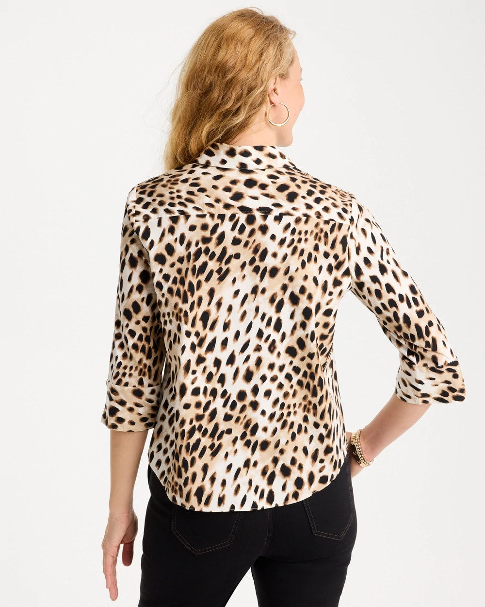 Poplin Cotton Animal Print Tie-Front Top Black - Chico's