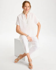 Linen Embellished Popover Top Alabaster - Chico's