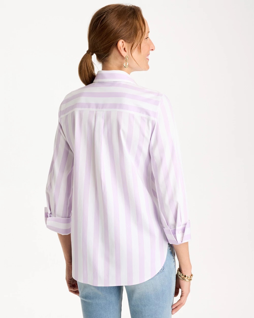No Iron™ Stretch Striped Shirt Orchid Mist - Chico's