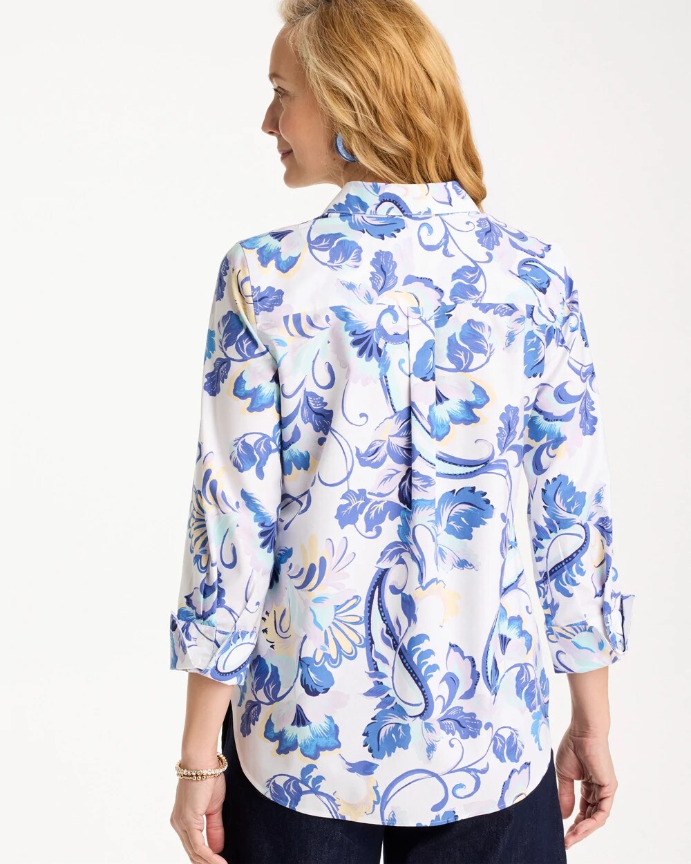 No Iron™ Stretch Paisley Shirt Amparo Blue - Chico's