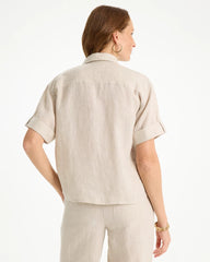 Linen Camp Collared Shirt Oatmeal - Chico's