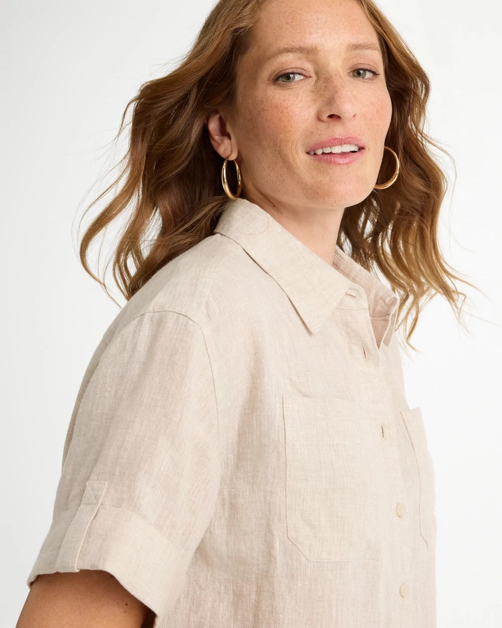 Linen Camp Collared Shirt Oatmeal - Chico's