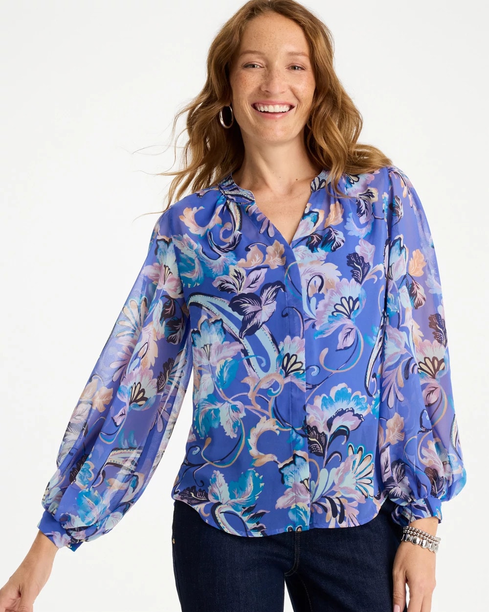 Georgette Paisley Blouse Amparo Blue - Chico's