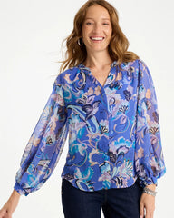 Georgette Paisley Blouse Amparo Blue - Chico's