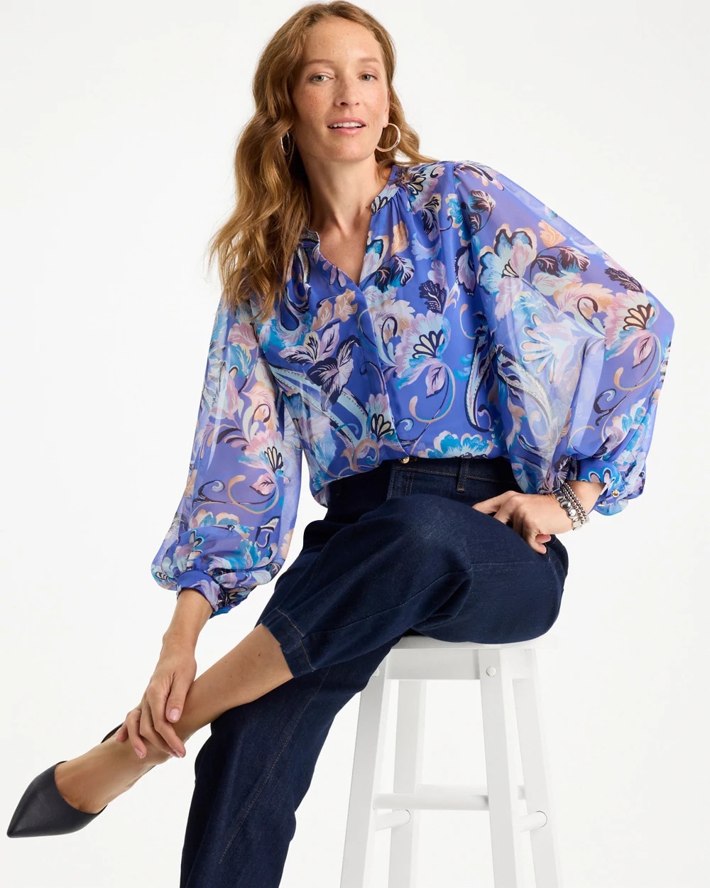 Georgette Paisley Blouse Amparo Blue - Chico's