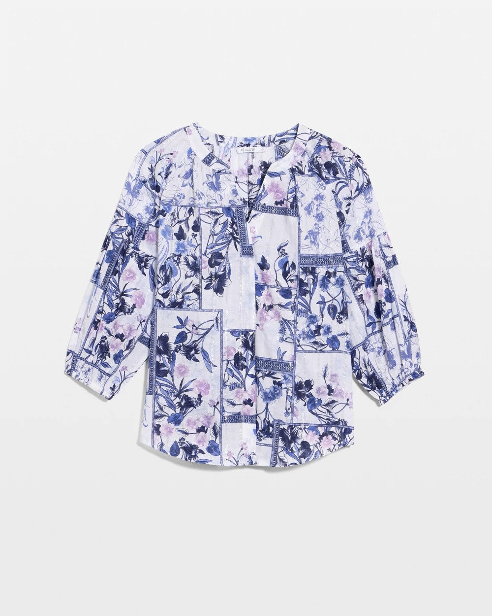 Cotton Printed Billow Sleeve Blouse Amparo Blue - Chico's