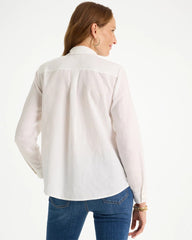 Linen Flower Embellished Blouse Alabaster - Chico's