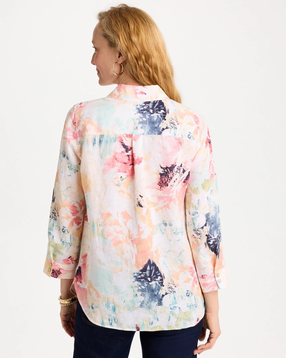 No Iron™ Linen Printed Shirt Calypso Coral - Chico's