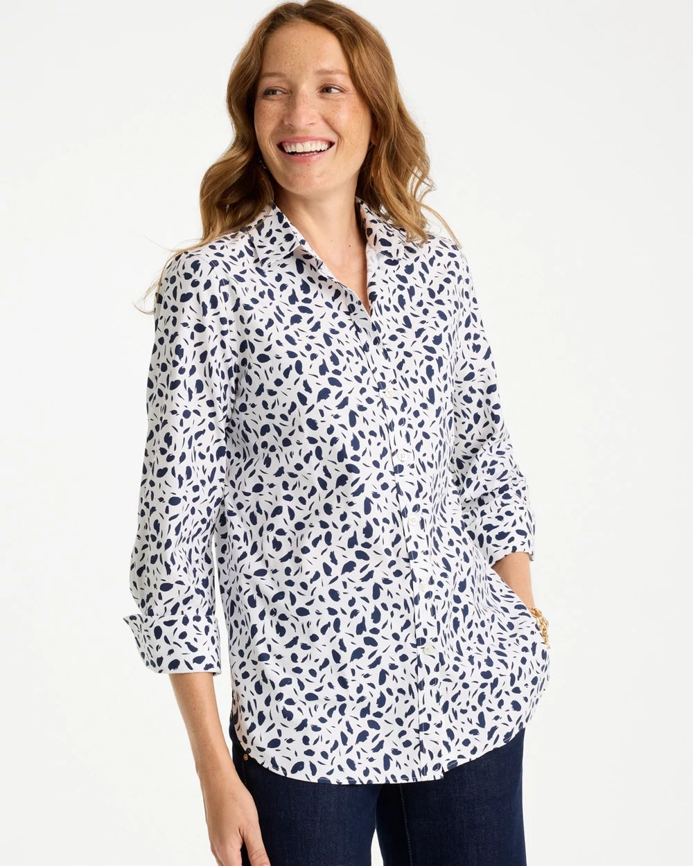 No Iron™ Stretch Printed Shirt Optic White - Chico's