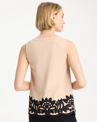 Applique Embellished Sleeveless Top Tan Bisque - Chico's