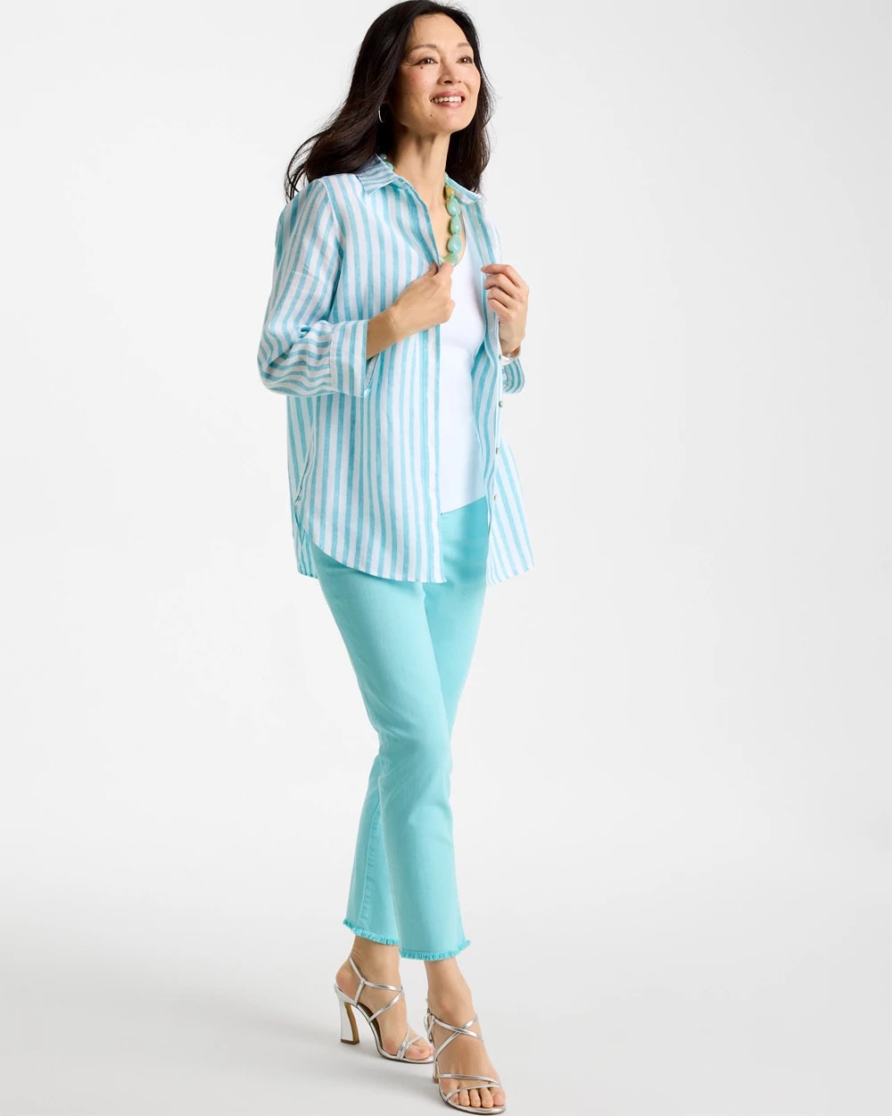 No Iron™ Linen Striped Shirt Oceano - Chico's