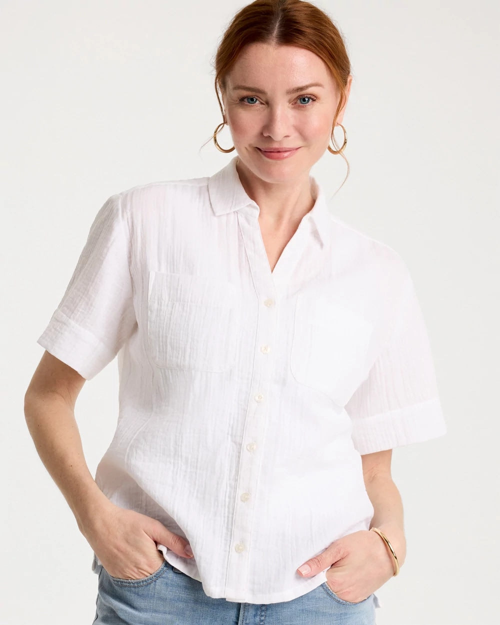 Cotton Gauze Camp Shirt Alabaster - Chico's