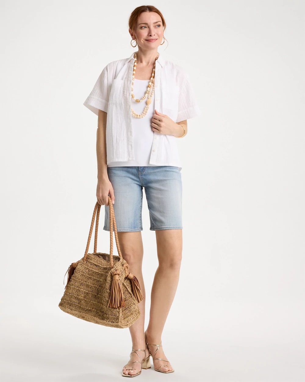 Cotton Gauze Camp Shirt Alabaster - Chico's